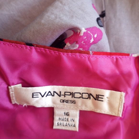 Evan Picone Floral Pleated Sweetheart Neckline Lightweight Cotton Lined Dress 16 - Picture 7 of 13